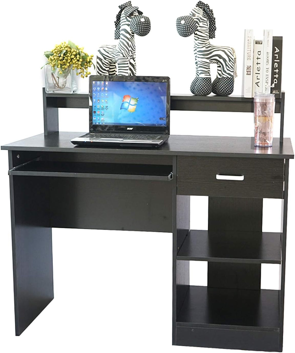 Black Computer Desk with Keyboard Tray and Drawer O719549