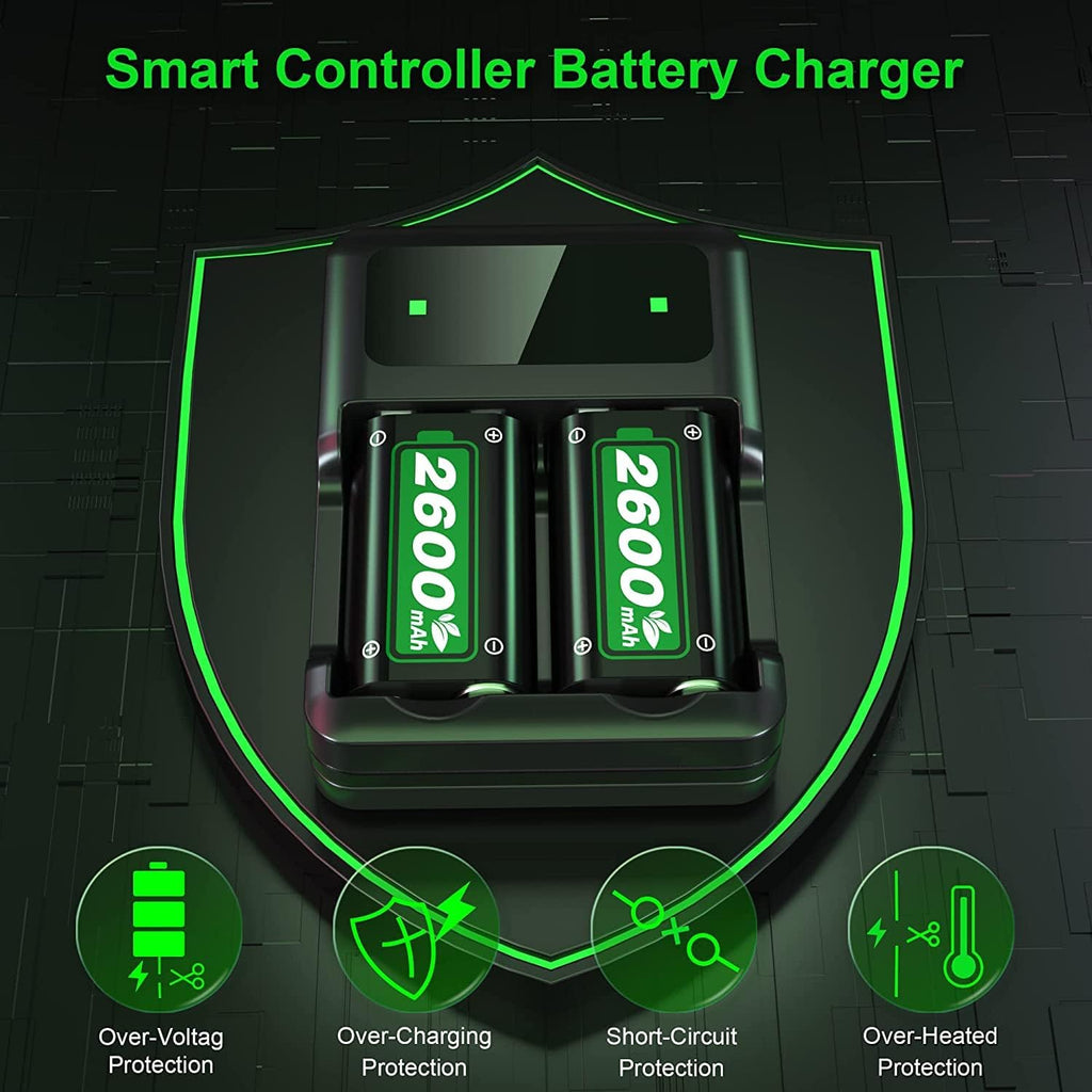 2x2600mAh Controller Battery Pack with Charger Station for Xbox U360