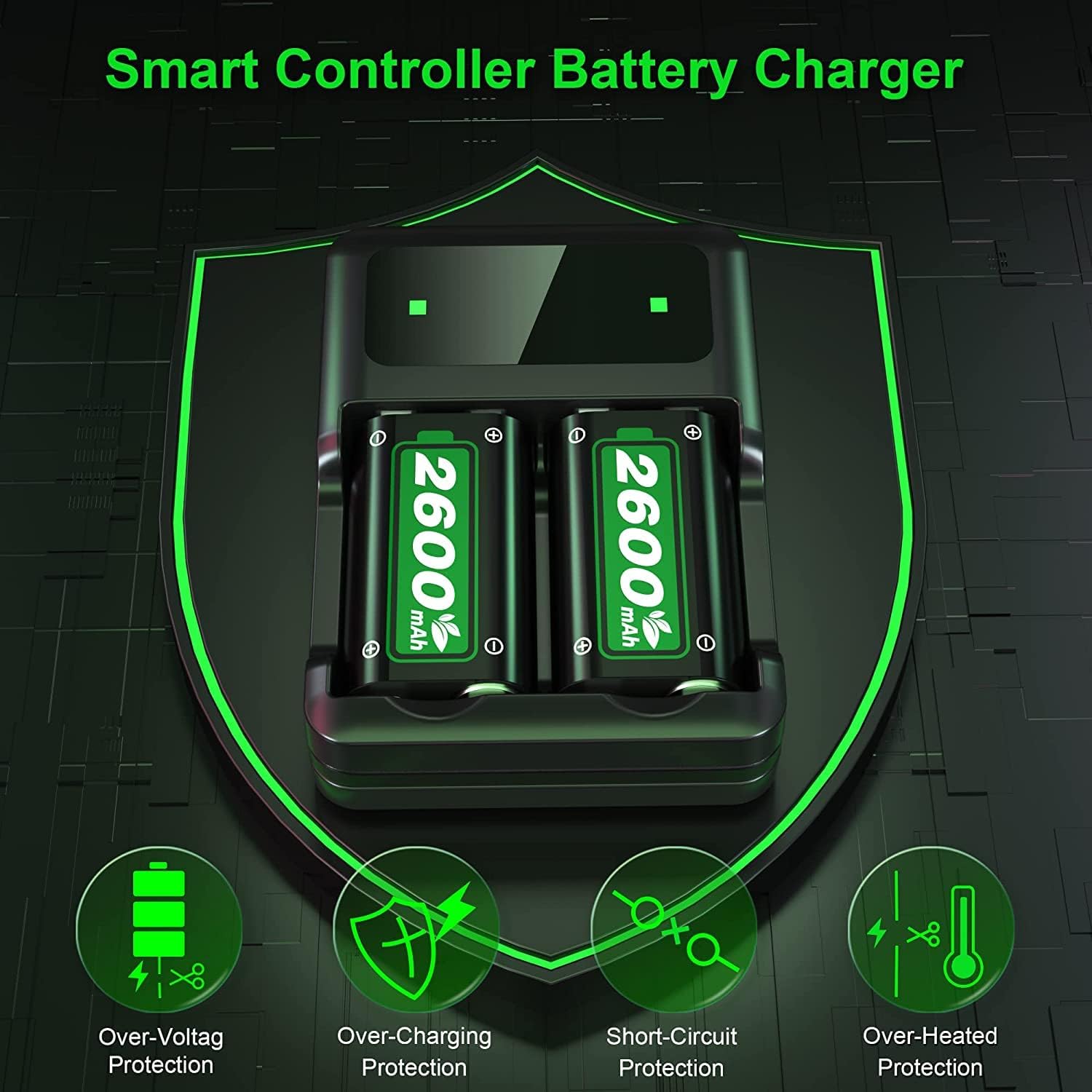 2x2600mAh Controller Battery Pack with Charger Station for Xbox U360