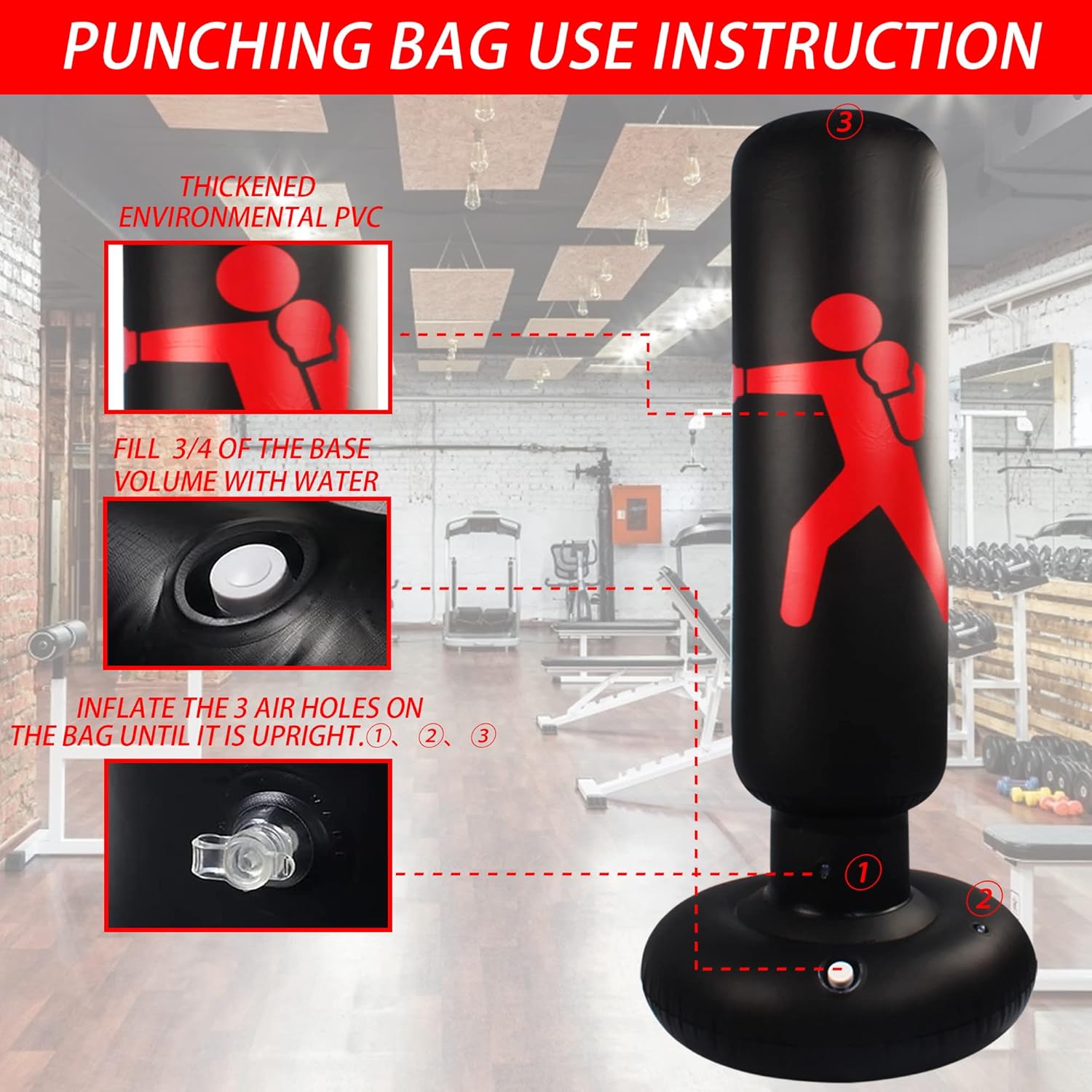63" Freestanding Inflatable Punching Bag P544194