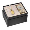 Gold-Tone PVD Watch and Dog Tag Pendant Box Set L20944