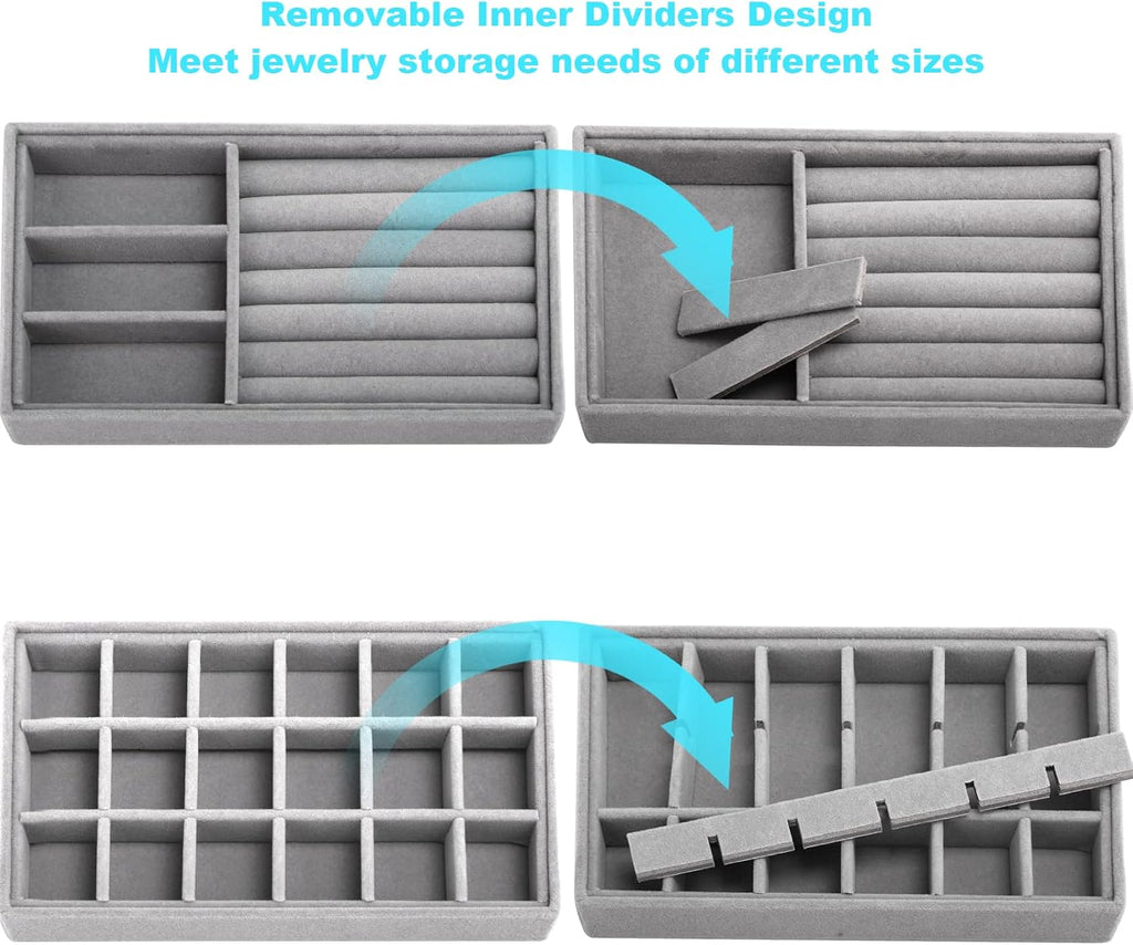 4 Pcs Velvet Jewelry Organizer Trays K777