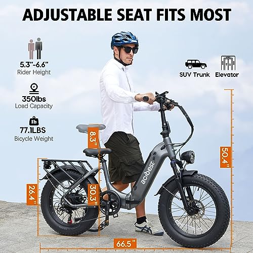 20" Fat Tire Step-Thru Electric Bike with 48V 15AH Removable Battery, 7-Speed H8493