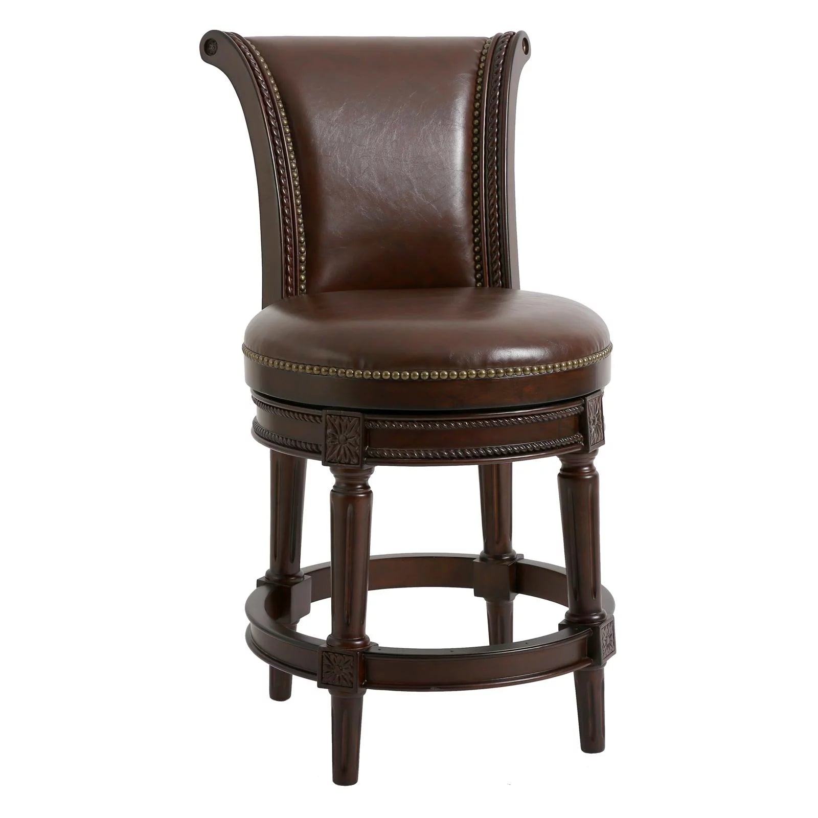 Walnut Wood Counter Height Swivel Barstool C2415
