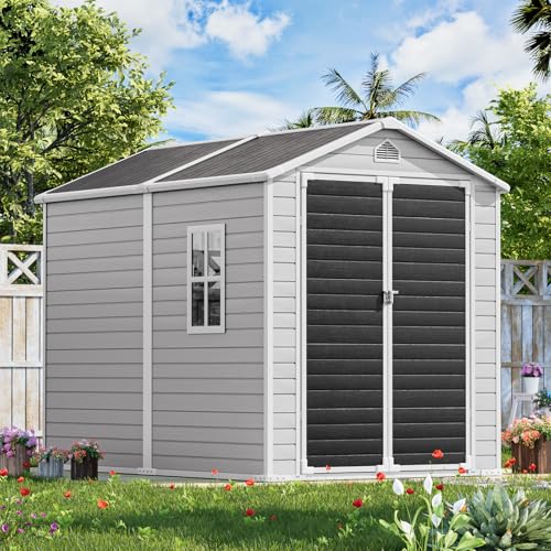 Gray 5x3 FT Waterproof Plastic Storage Shed with Floor M27038