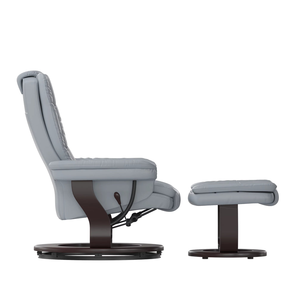 Gray Faux Leather Recliner with Ottoman M541