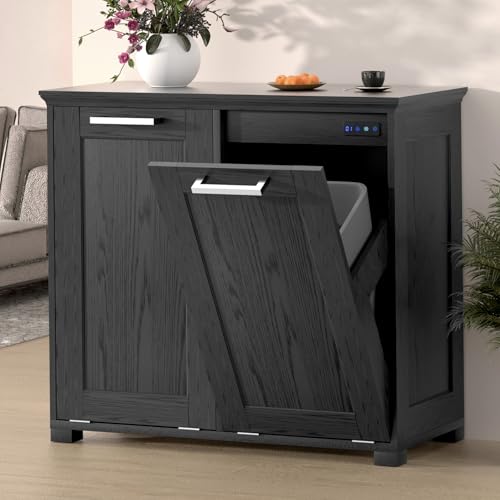White 10-Gallon Wooden Tilt Out Trash Cabinet Y51313