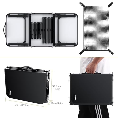 3ft Adjustable Height Aluminum Folding Camping Table with Storage Net P5848