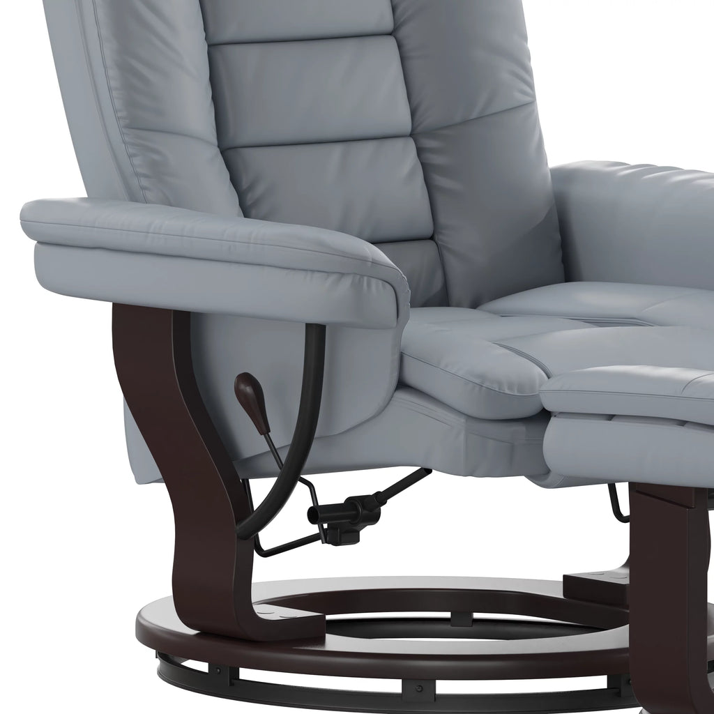 Gray Faux Leather Recliner with Ottoman M541