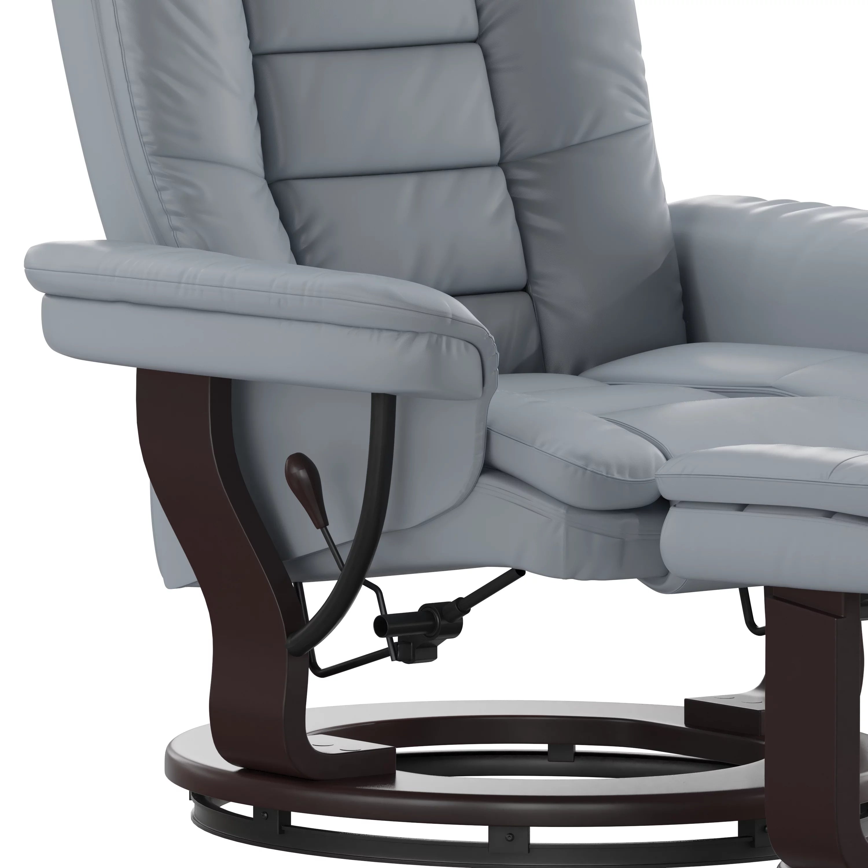 Gray Faux Leather Recliner with Ottoman M541