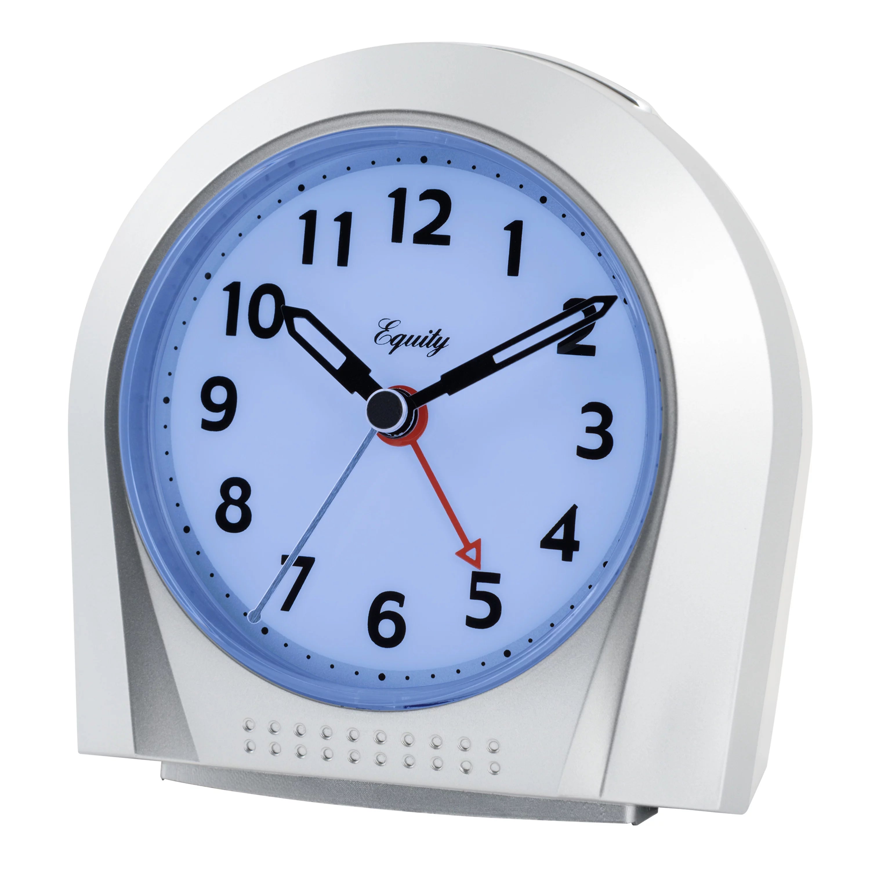 Silver Silent Sweep Night Vision Alarm Tabletop Clock B77014