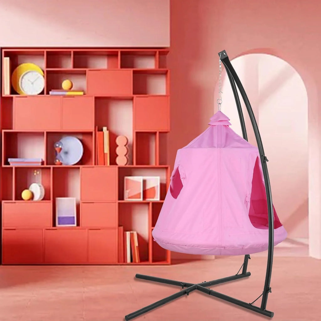 Pink Hanging Hammock Chair with Steel Stand X40917