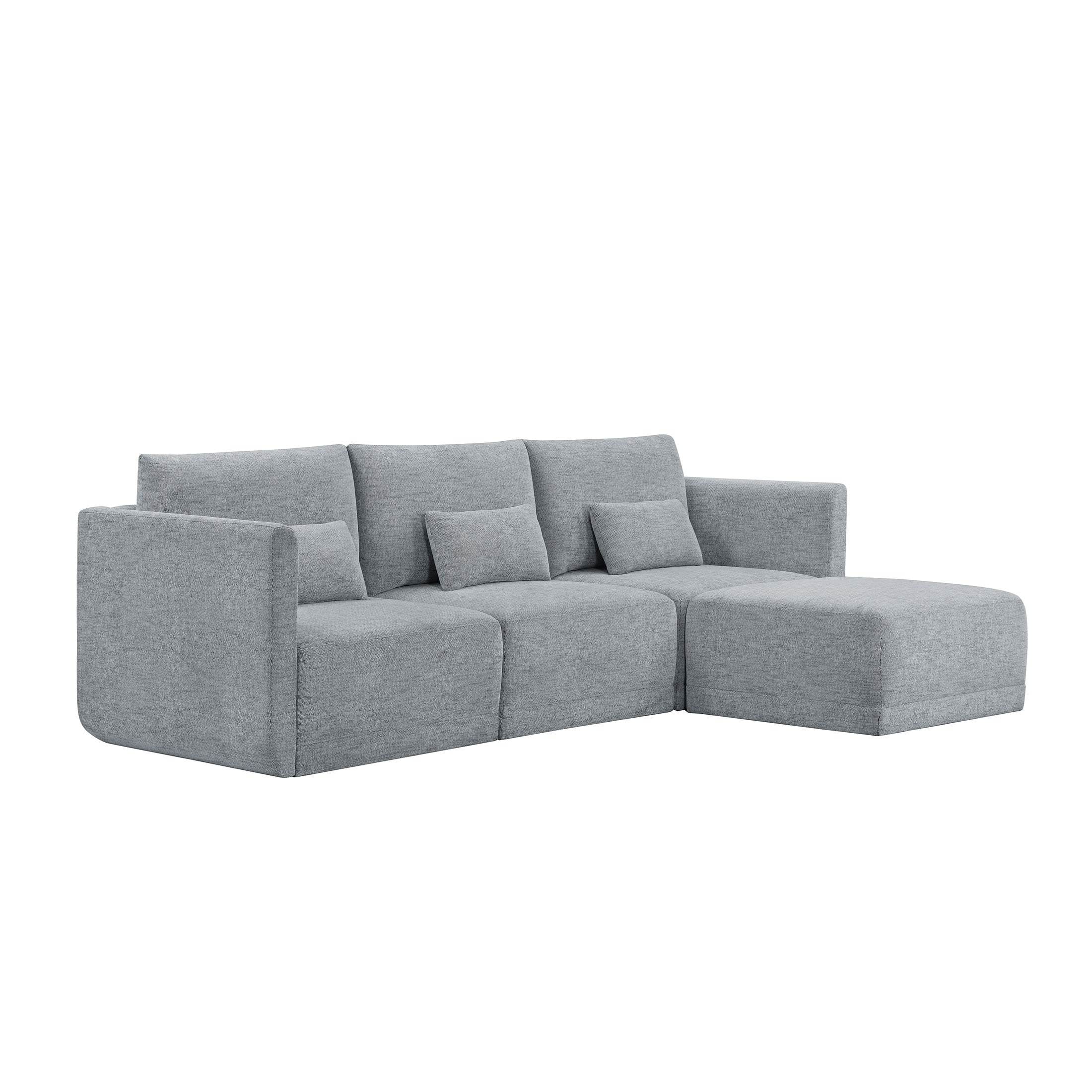 Gray Fabric Modular Sectional Sofa with Ottoman N140200