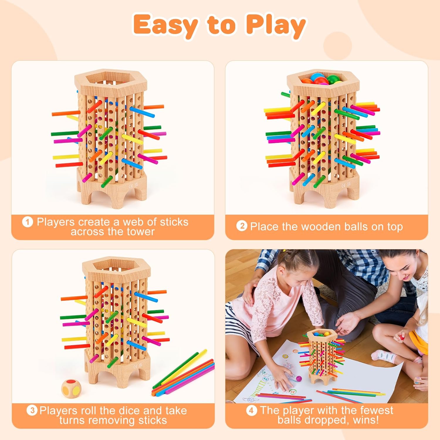36 Colorful Stick Math Educational Dice Game for 2-6 Players A92483