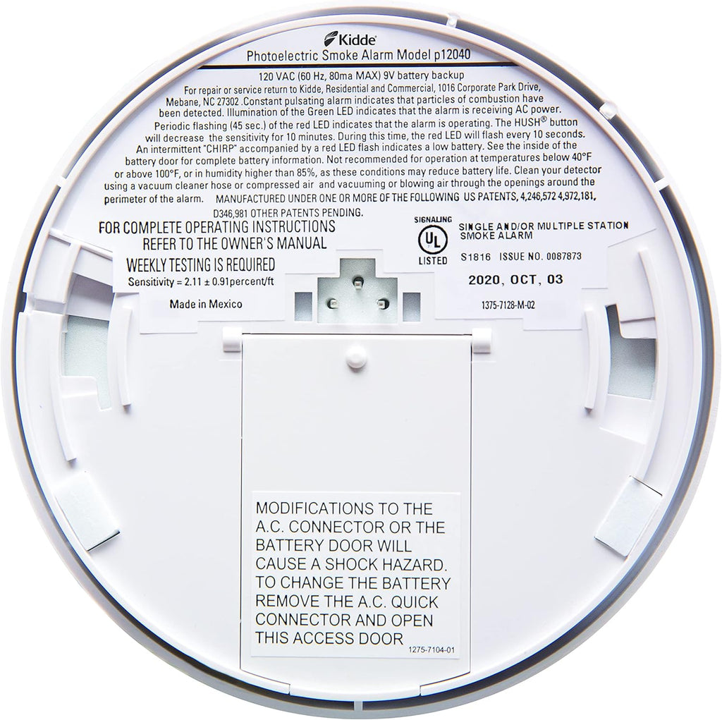 Hardwired Smoke Detector with 9-Volt Battery Backup A9914
