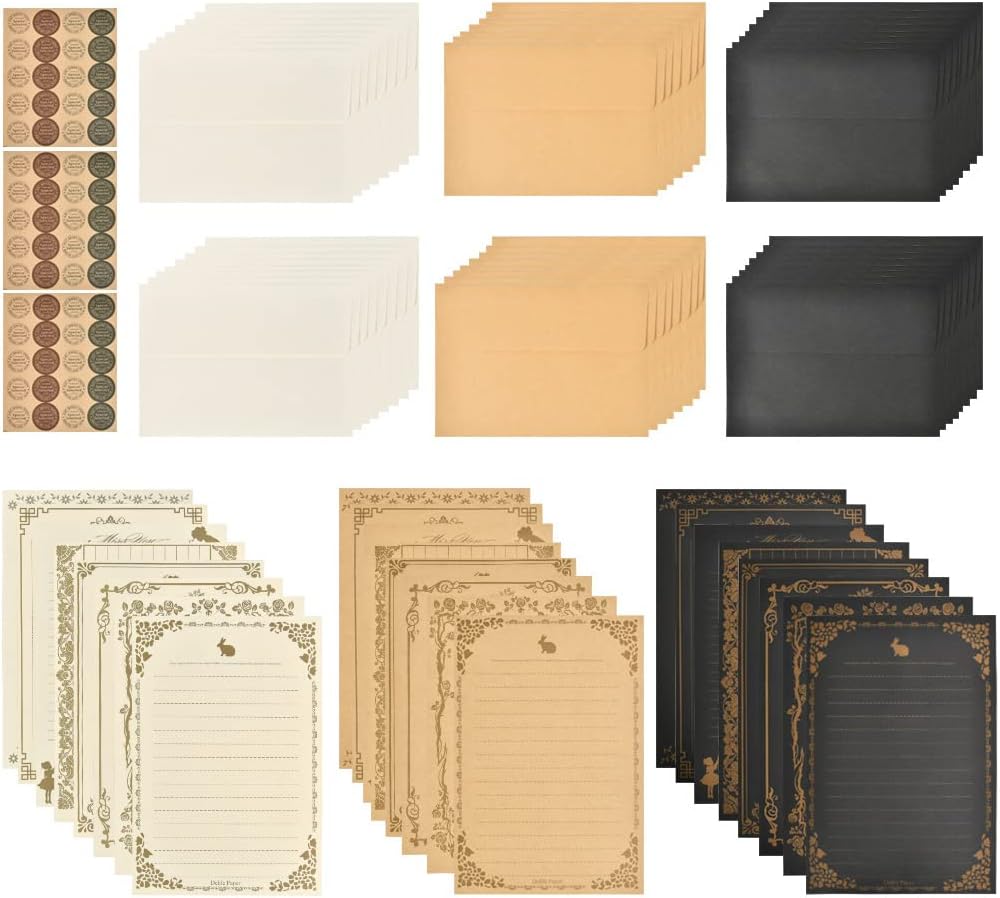 96 Sheets Vintage Stationary Paper and Envelopes Set H36408
