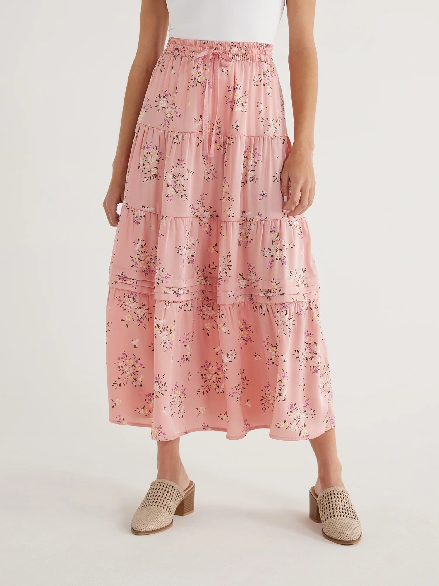 Women's Tiered Maxi Skirt with Elastic Waistband W4772