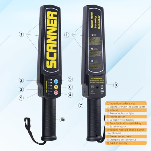 Rechargeable Handheld Metal Detector Wand T92544