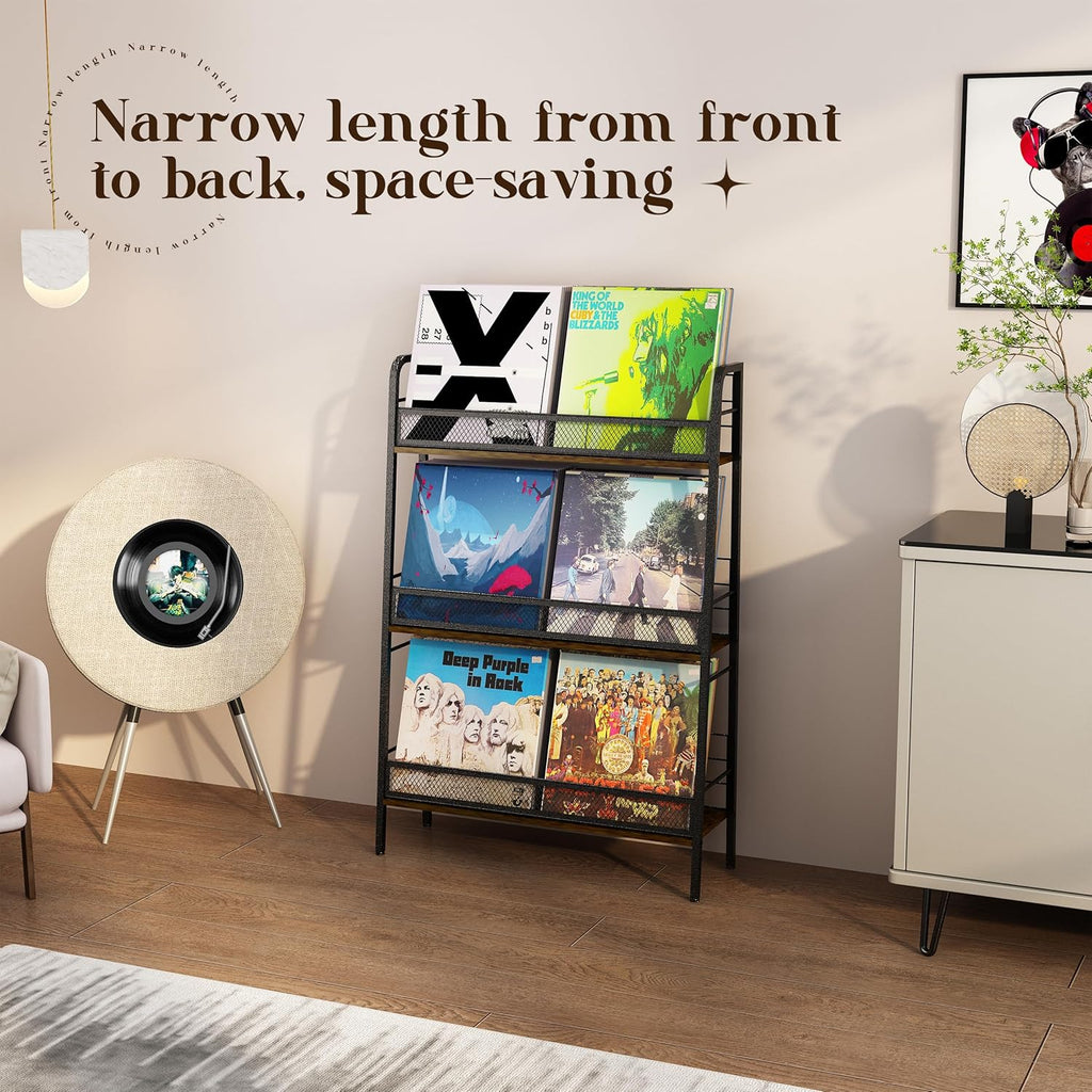 3 Tiers Solid Metal LP Record Storage Rack M932635