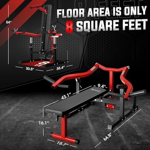 Chest Press Machine with Independent Converging Arms, Adjustable Flat Incline Bench C260
