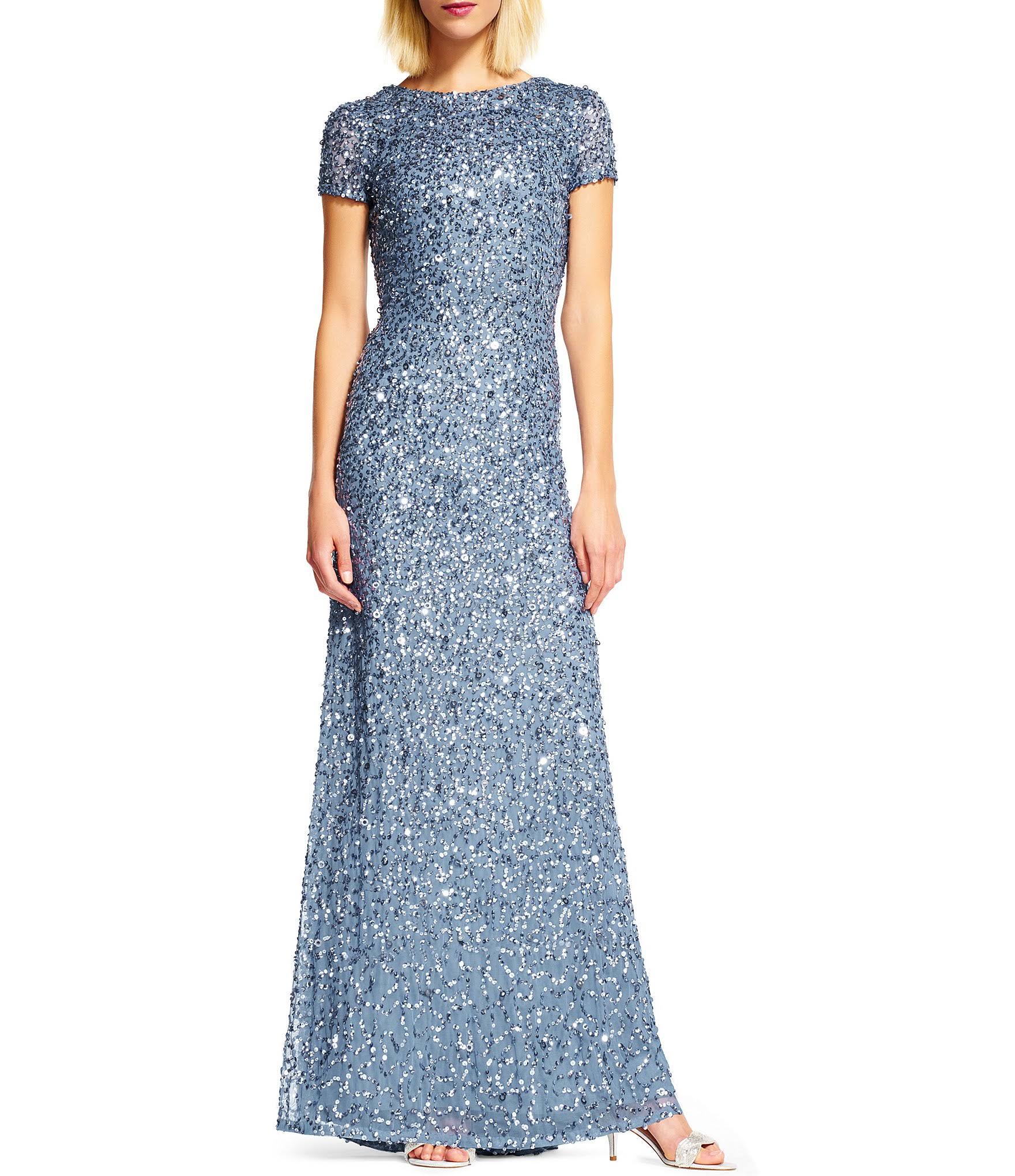 Blush Scoop Back Sequin Gown A849704