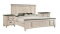 3pc Queen Size Panel Headboard Bed and 2x Nightstands Set Beige Wooden U8664