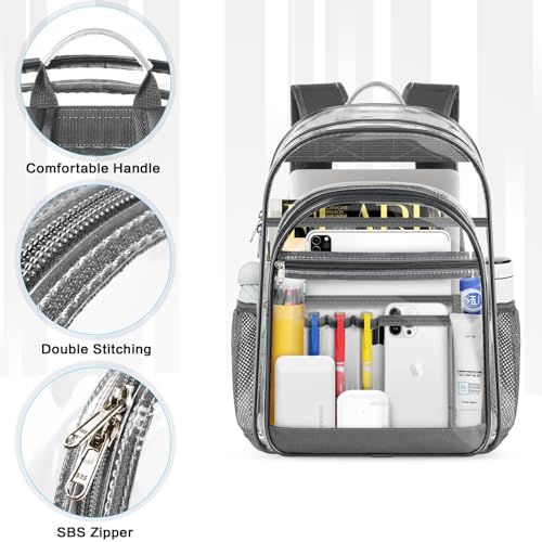 Gray Clear Backpack with Reinforced Bottom A3609