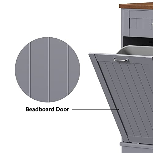 Black Double Tilt Out Trash Cabinet 20 Gallon with Solid Wood Tabletop C10088