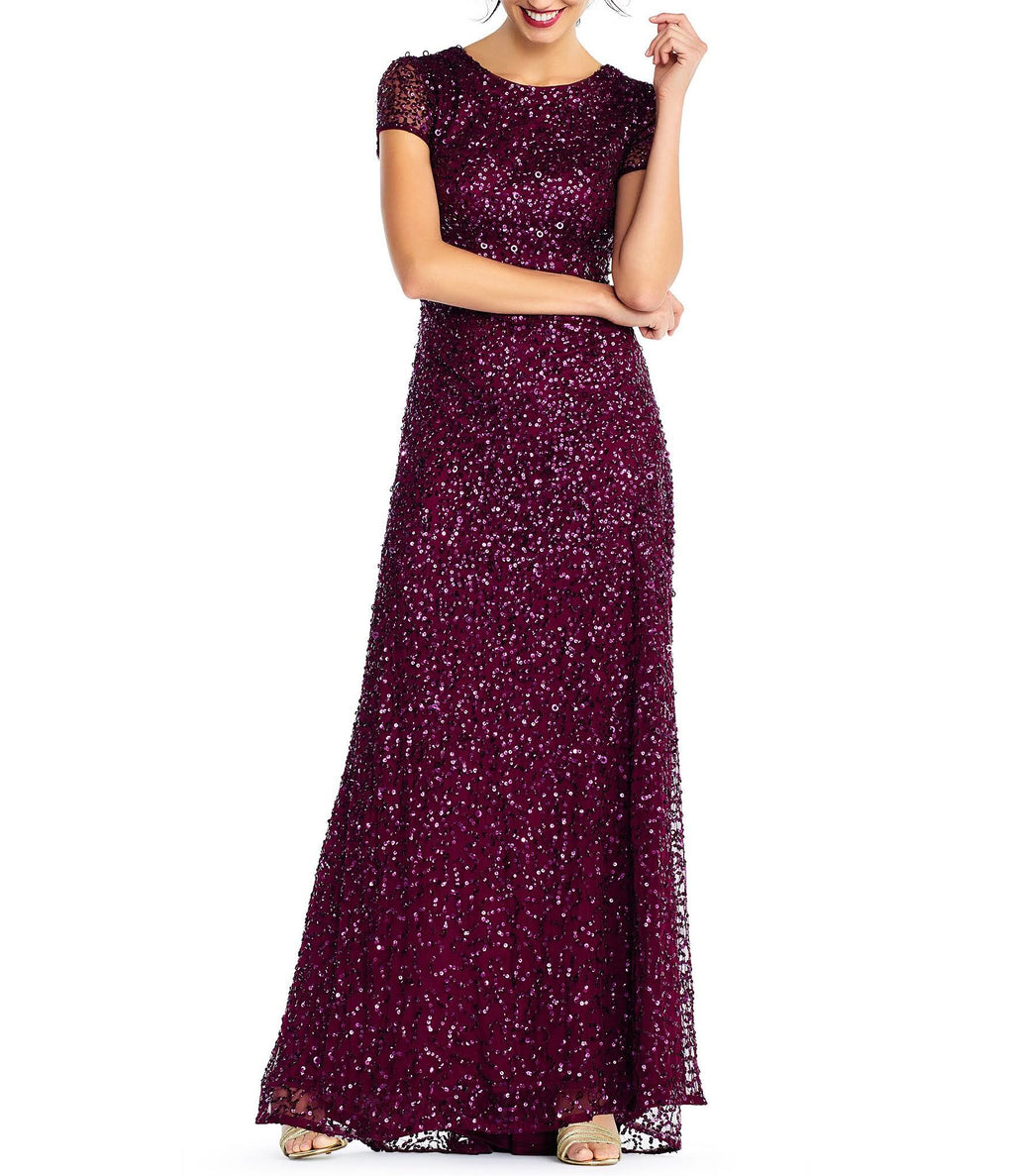 Blush Scoop Back Sequin Gown A849704