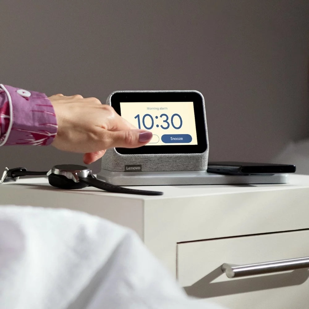 Heather Grey Smart Clock with Wireless Charging Dock I174879