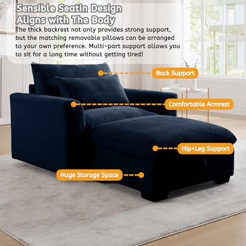 Oversized Corduroy Accent Chair with Storage Ottoman A426670