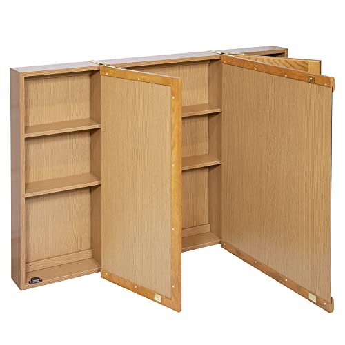 Nutmeg Oak Assembled Frame Bathroom Wall Cabinet with Mirrored Doors, 36" N755