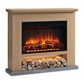 Cream White Electric Fireplace with Mantel Surround L226