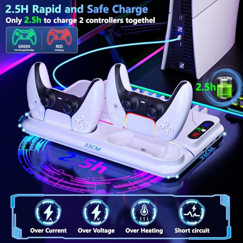 PS5 Stand with Dual Controller Charger and 3 Level Fan V9745