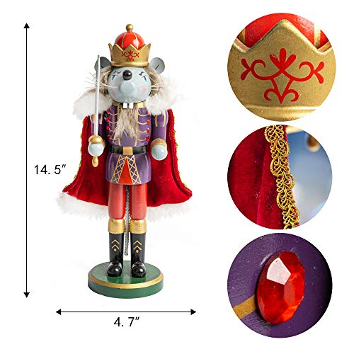 3 Set Christmas Nutcrackers Figures, 7 Inch Handmade Wooden Nutcracker Decorations V8366