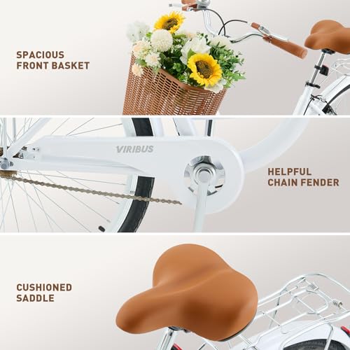 24 26 inch 1 Speed Step Through Cruiser Bike with Basket K8367
