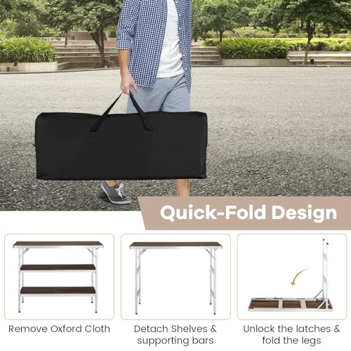 Brown Portable Bar Table with Carrying Bag B8728