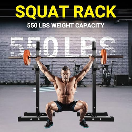Black Adjustable Squat Rack Stand Set of 2 W9601