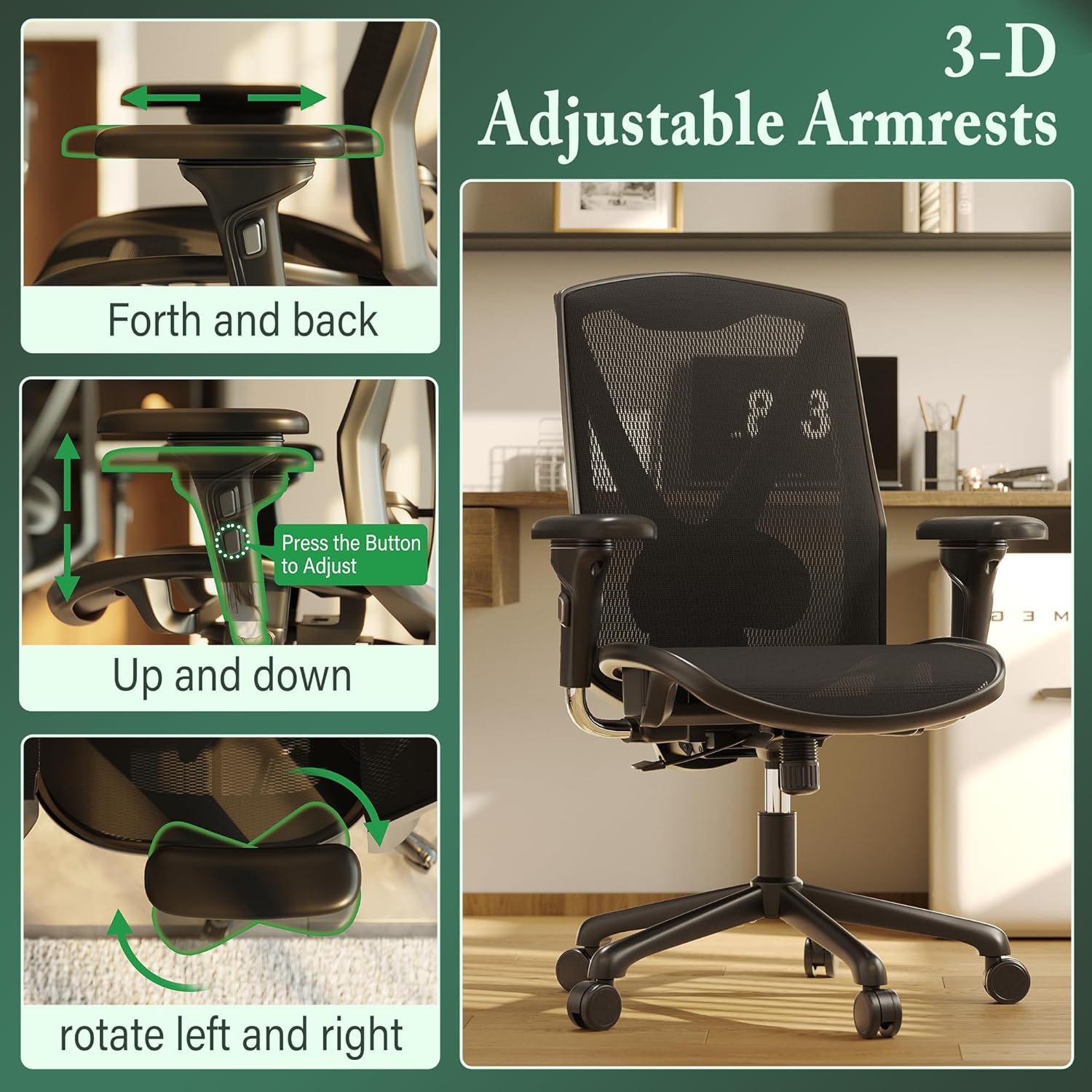 Executive Office Chair with Adjustable Lumbar Support and Swivel Mesh C602