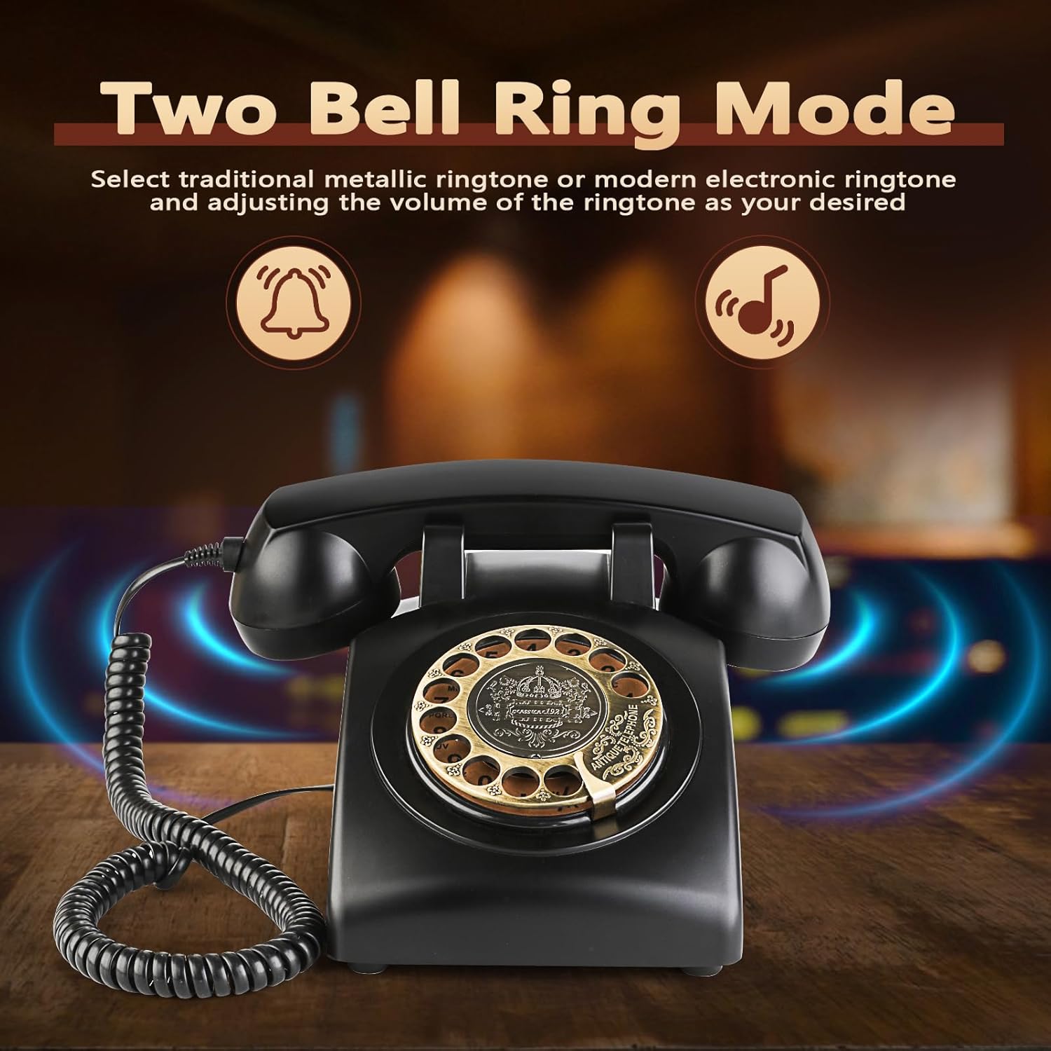 Retro Rotary Landline Phones with Mechanical Ringer Vintage Corded Phones I33349