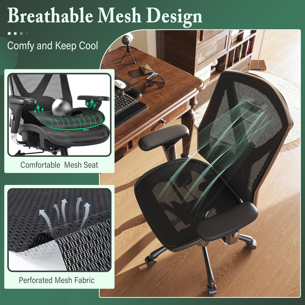 Executive Office Chair with Adjustable Lumbar Support and Swivel Mesh C602