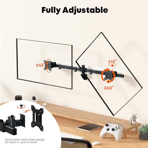 Black Dual Monitor Wall Mount, VESA 75x75/100x100mm U107