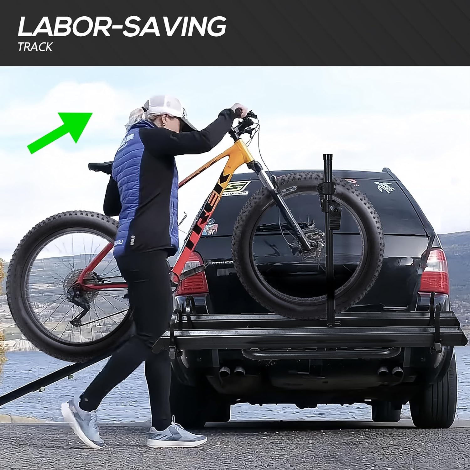 2" Hitch Bike Rack with Ramp for Fat Tire T3777