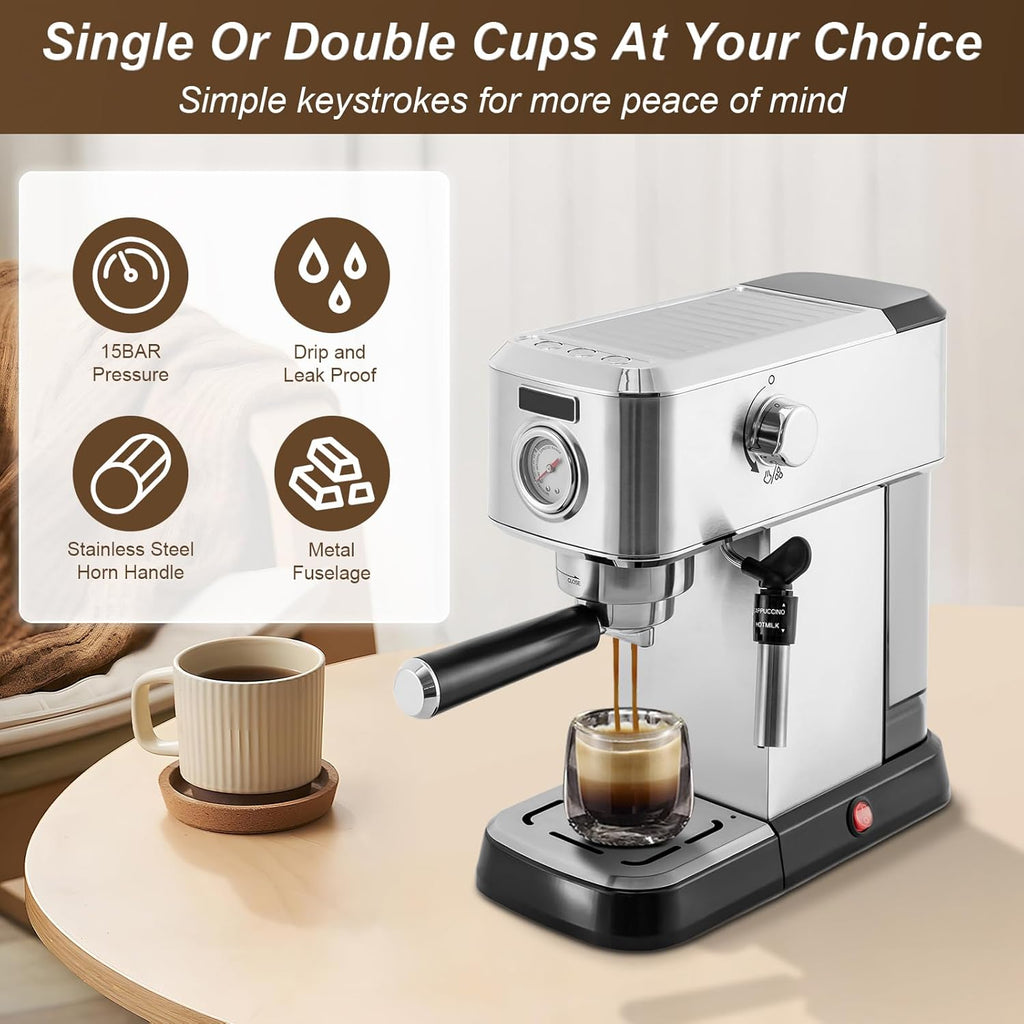 15 Bar Espresso Machine with Milk Frother Steamer H42168