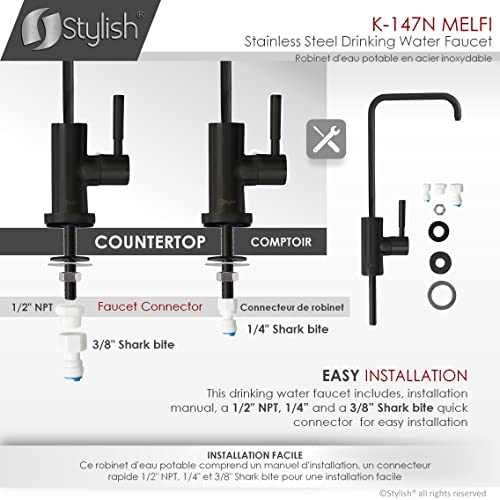 Matte Black Kitchen Sink Drinking Water Faucet T9623