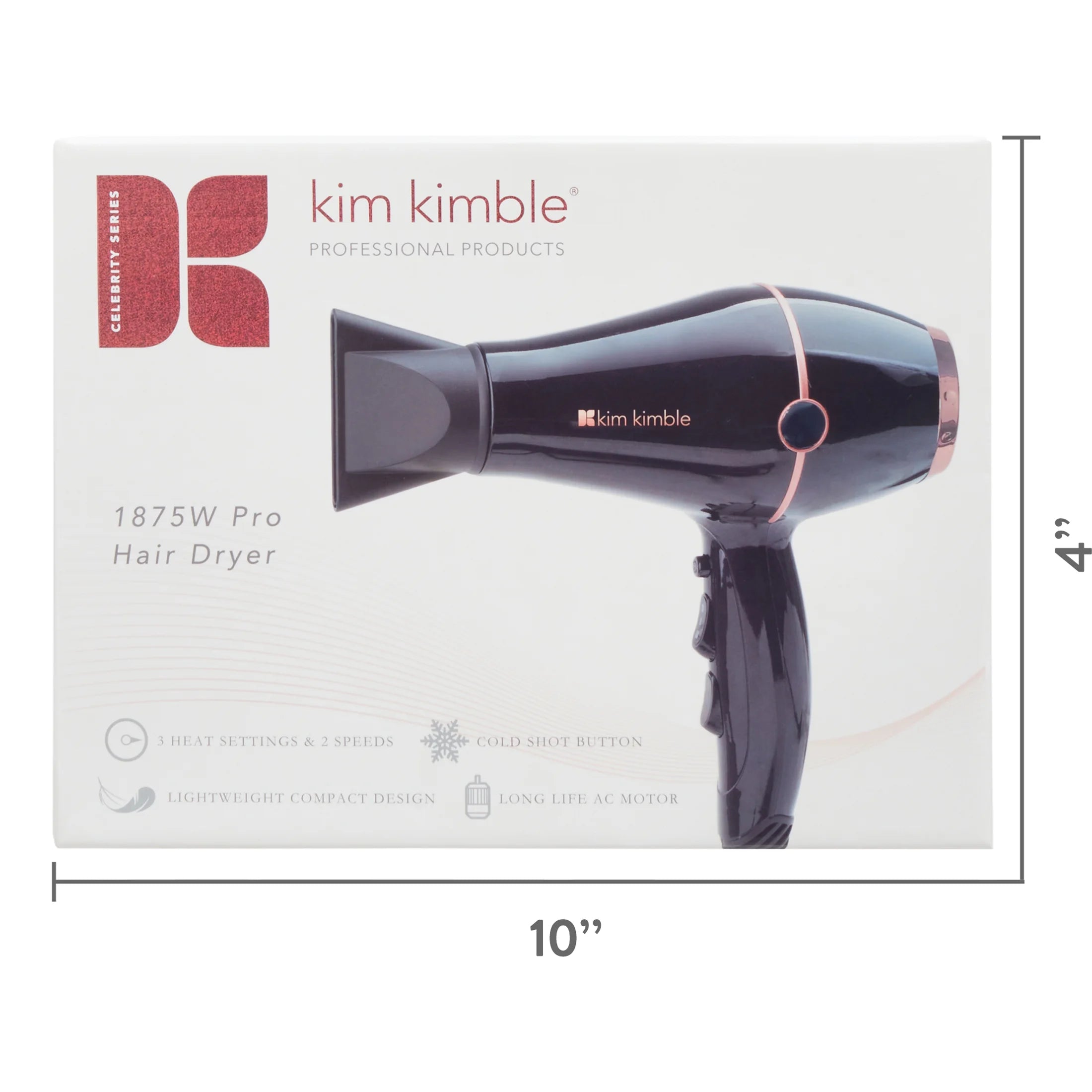 Black 1875W Pro Hair Dryer with Concentrator and Diffuser W5683