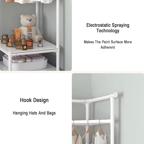 Gray 3-tiers Corner Coat Rack with Storage N958