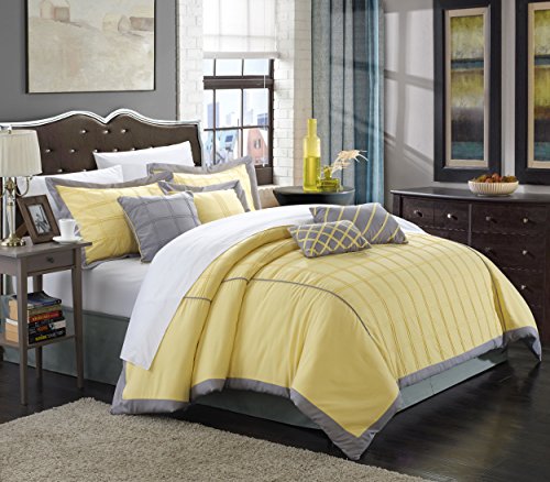 8 Piece Queen Yellow Comforter Set J470