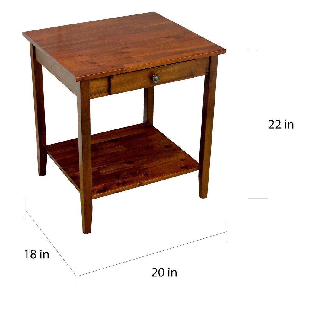 Solid Acacia 1-Drawer End Table - Mahogany V5178