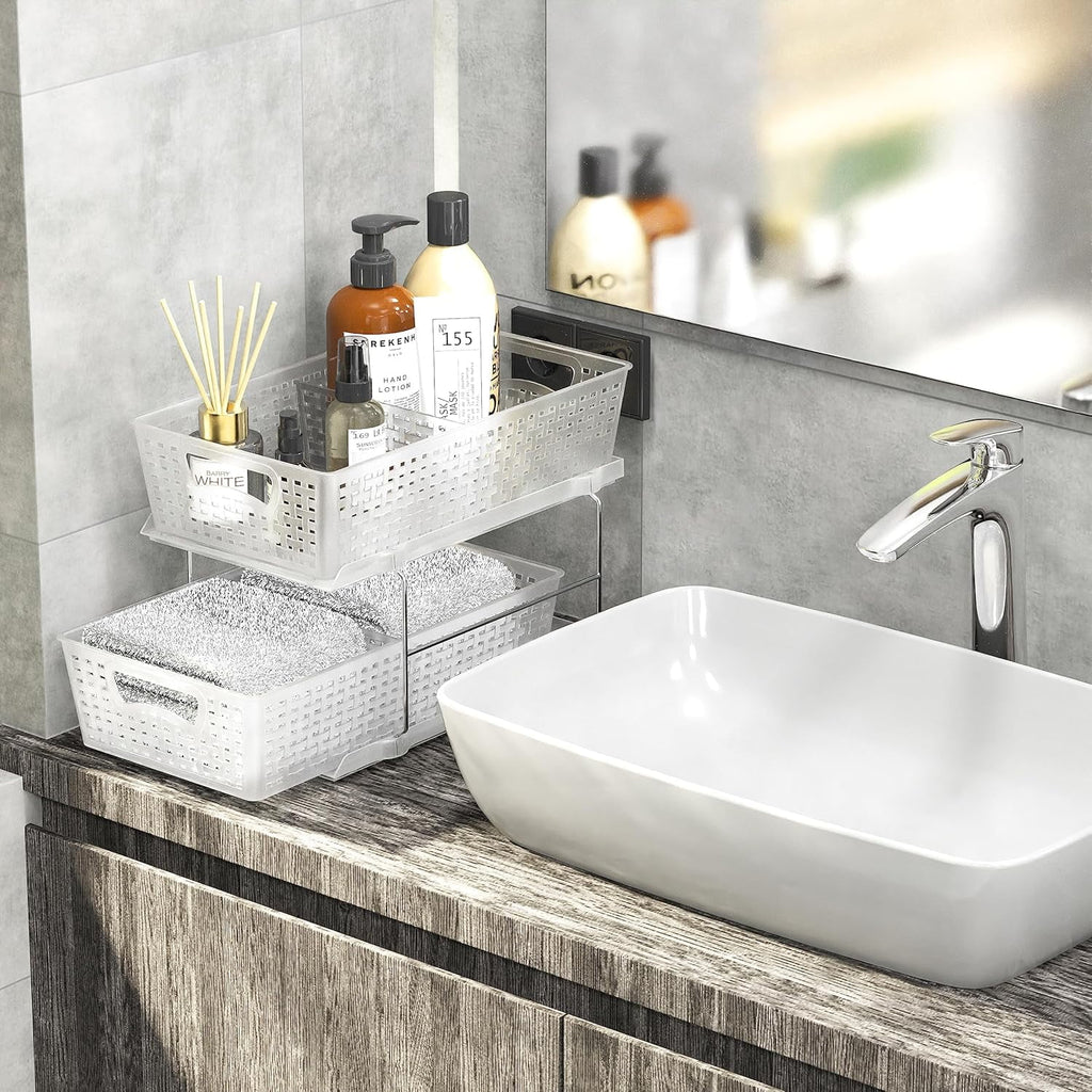2 Tier Pull-Out Sliding Drawer Under-Sink Storage Organizer Tray S138
